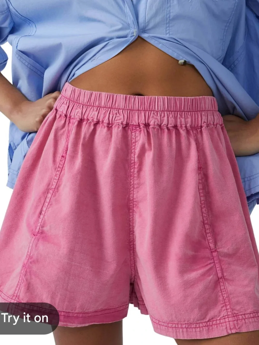 Free People Get Free Poplin Pull On Short in Gumdrop Size XS
